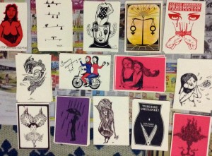 Karya-karya dari pameran Taring Padi "Jangan Diam", untuk Hari Internasional Perempuan di Survive Garage